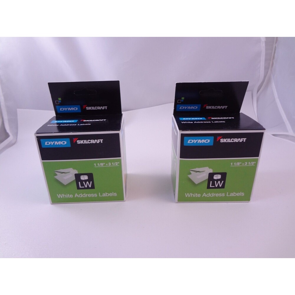 DYMO White Address Labels 2 Rolls of 350 #30252 NEW 1 1/8" x 3.5" - Lot of 2